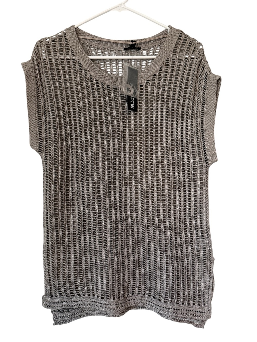 Apt 9 Drop Stitch Pullover Sweater Sleeveless Gray Small NWT